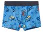 Blaue Kinder-Boxershorts mit Cartoon-Welpen und dem Text „CHILLIN' WITH MY PUPS“.