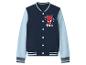 Dunkelblaue Kinder-Bomberjacke mit hellblauen Ärmeln und Spidey-Gesichtsdruck