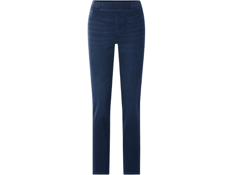 Dunkelblaue Damen-Skinny-Jeans mit elastischem Bund.