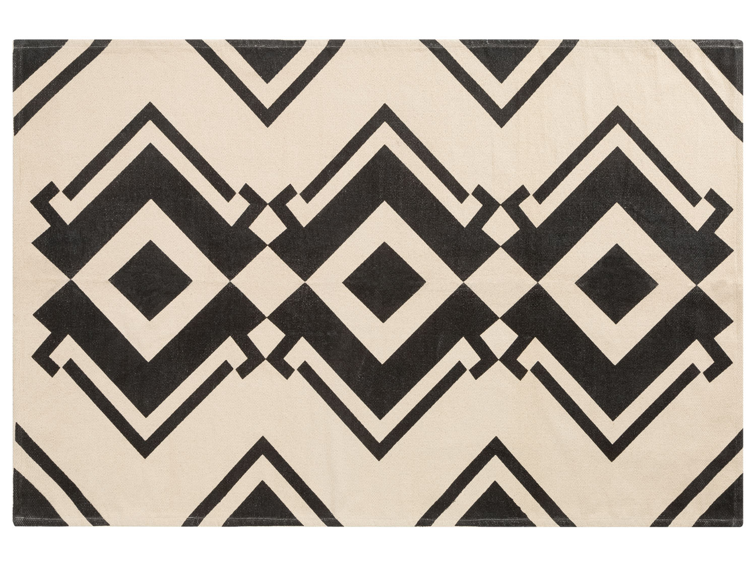 Thumbnail - LIVARNO home Baumwollteppich 140x200cm (schwarz/creme)