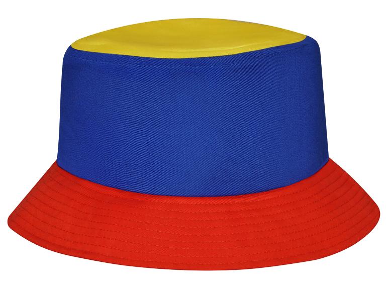Anglerhut in den Farben der kolumbianischen Flagge: Gelb, Blau und Rot