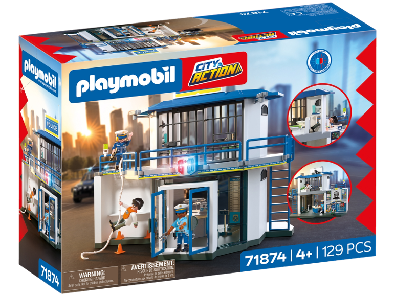 Spielzeug-Polizeistation mit Spielfiguren und Zubehör, 129 Teile