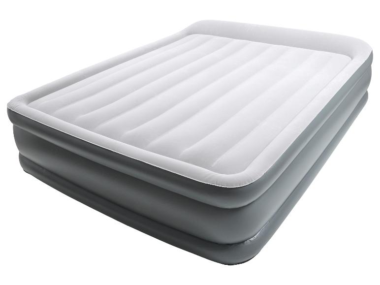 Grau-weißes aufblasbares Doppelbett mit beflockter Oberfläche