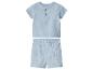 Blaues Baby-Set mit Kurzarmhemd und Shorts mit Taschen.