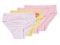 Drei Mädchen-Slips: gestreift, gelb und rosa.