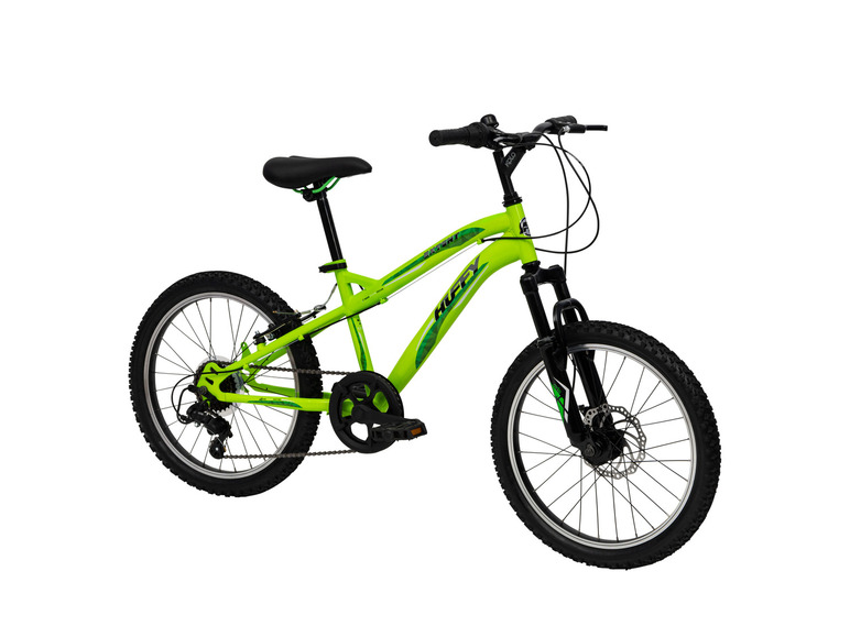 Ein grünes Huffy-Mountainbike für Kinder.