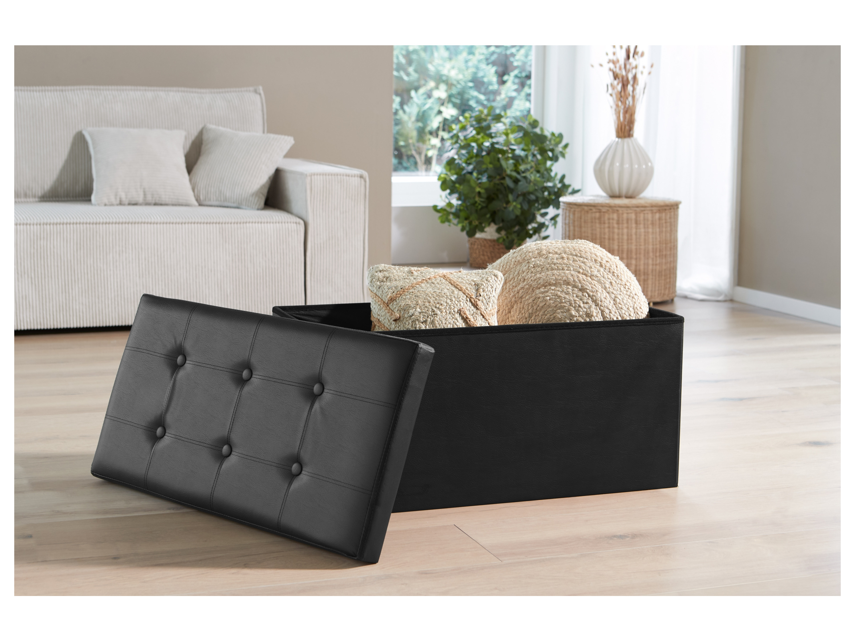 Thumbnail - LIVARNO home Sitztruhe Teddy klappbar (Schwarz)