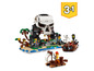 LEGO 3-in-1 Piraten-Set mit Skelett, Insel und Boot.