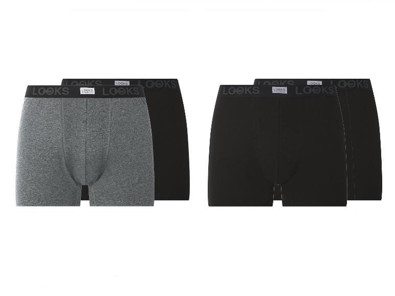 Zwei Packungen Looks Boxershorts in Grau und Schwarz.