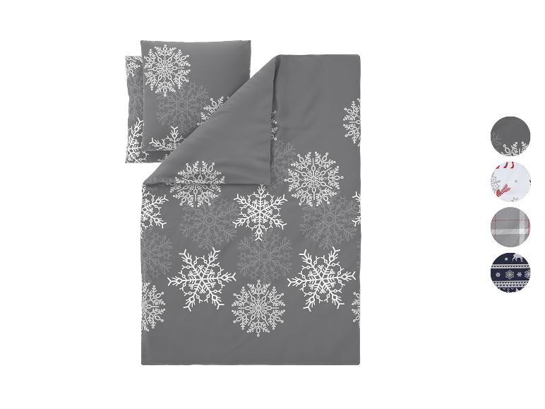 Graues Bettwäsche-Set mit weißen Schneeflocken, mit zusätzlichen Designoptionen.