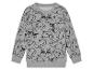 Grauer Kinderpullover mit niedlichem Tiermuster: Waschbären, Bären und Krokodile.