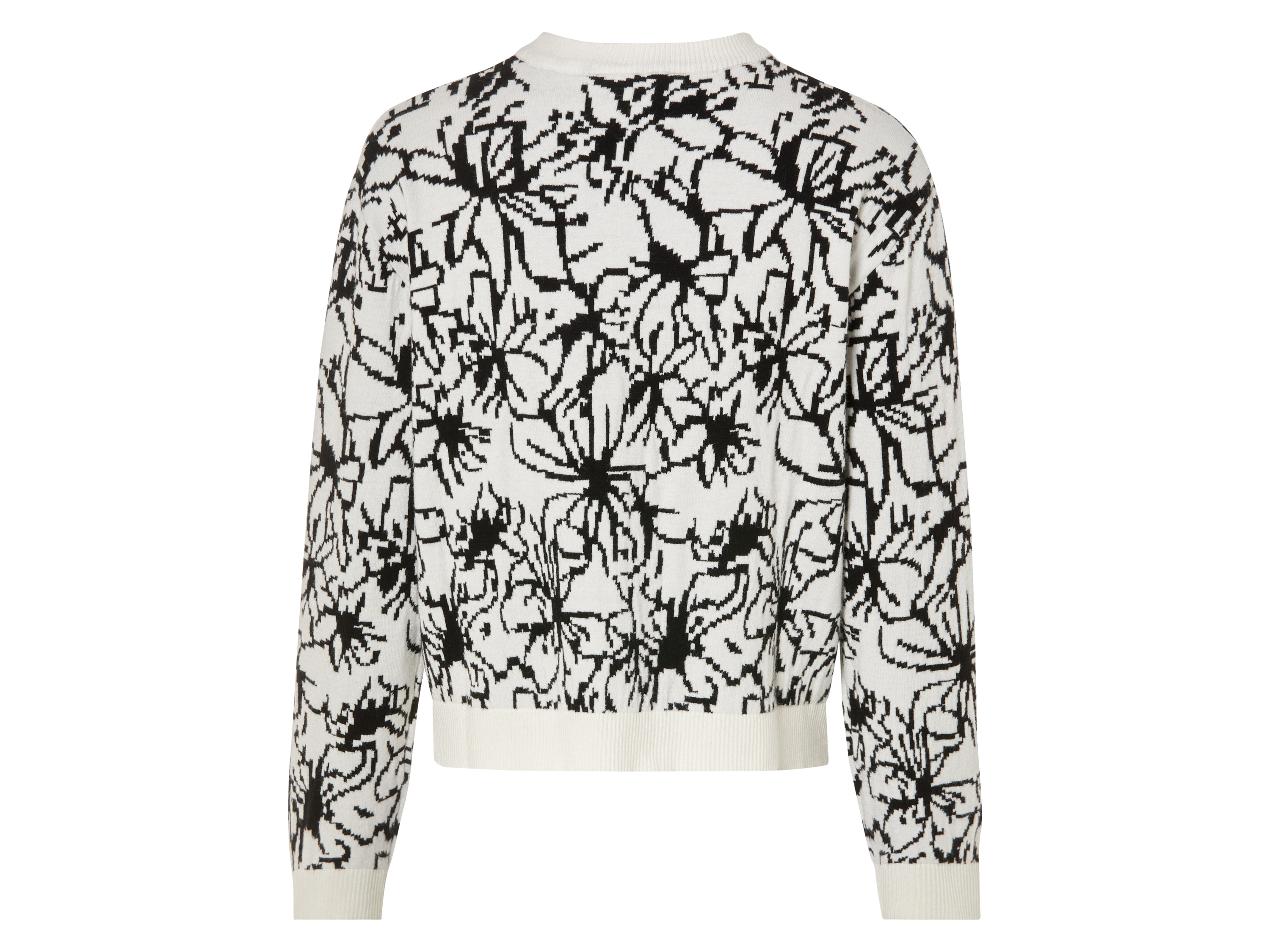 Thumbnail - esmara® Damen Pullover Strick (XL(48/50), Blumen weiß/schwarz)""