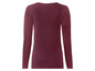 Ein dunkelrotes, unifarbenes Langarmshirt für Damen.