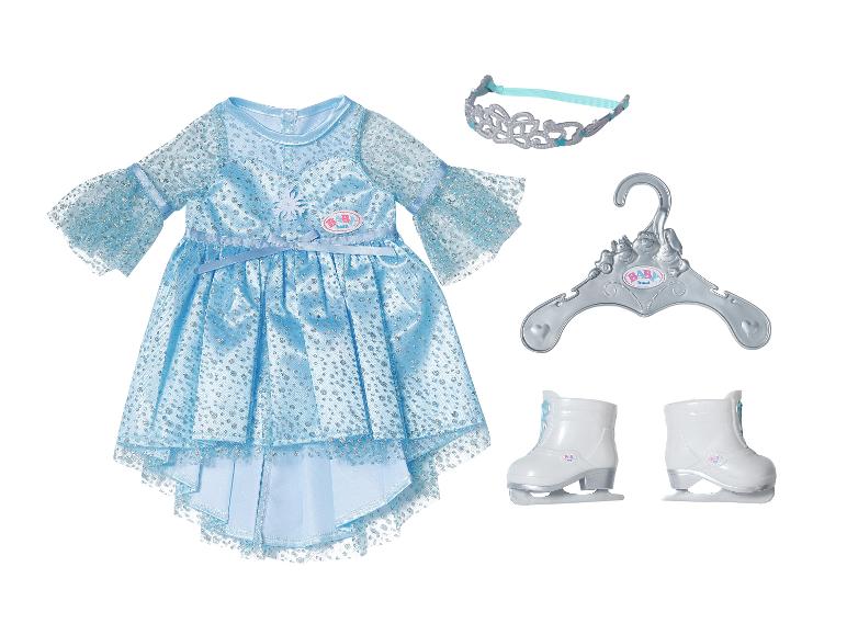 BABY born Eisprinzessinnenkleid mit Tiara, Kleiderbügel und Schlittschuhen.