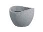 Grauer Blumentopf in Tropfenform, moderner Stil.