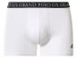 Weiße Boxershorts mit schwarzem Gummibund mit Text und Reiter-Logo.