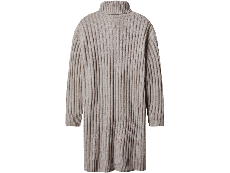 Hellbeiger gerippter Rollkragenpullover