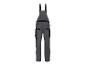 Graue Latzhose mit schwarzen Details und Taschen