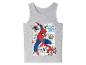 Ein graues Tanktop mit einem Spiderman-Druck.