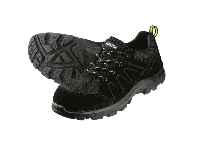 Schwarze Parkside Sicherheitsschuhe.
