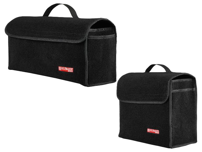 Zwei schwarze Ultimate Speed Filztaschen, eine horizontal, eine vertikal.