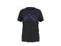 Schwarzes Sport-T-Shirt mit blauem Grafikdesign auf der Vorderseite.