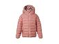 Rosa Kinder-Steppjacke mit Kapuze und Blumenmuster innen.