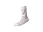 Weißer Socken mit dünnen rosa Querstreifen.