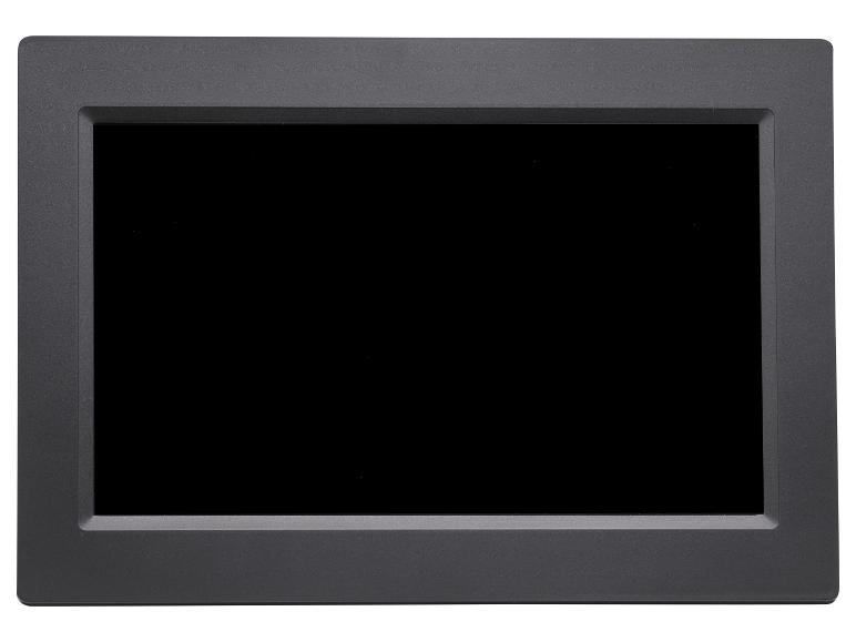 Ein schwarzer, rechteckiger digitaler Bilderrahmen.