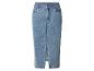 Hellblauer langer Jeansrock mit Frontschlitz.