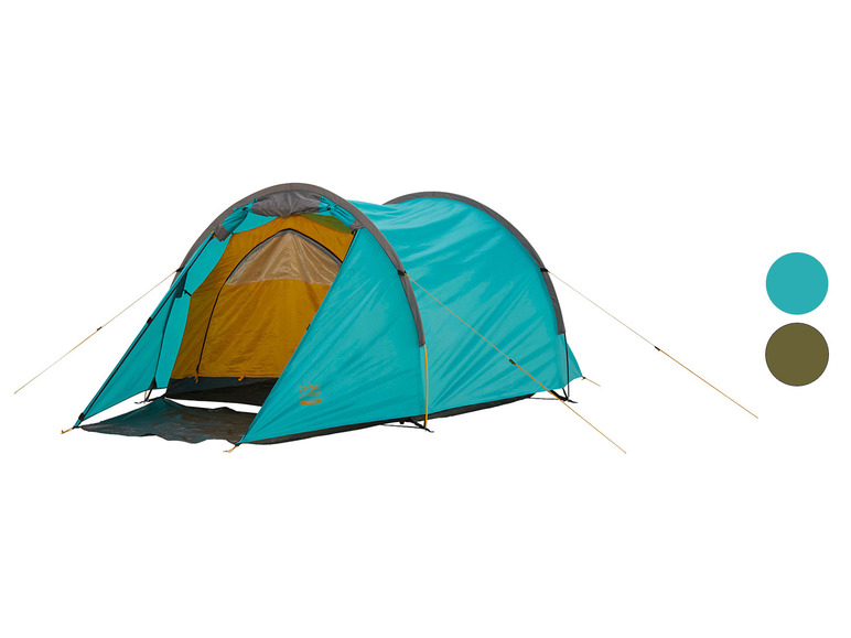 Ein blaues Zelt von Coleman für Camping.