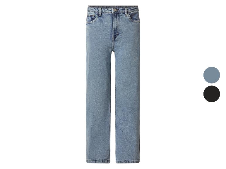 Hellblaue Jeans mit geradem Bein und zwei Farboptionen: Hellblau und Schwarz.