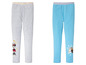 Zwei Paar Leggings, eine mit Mickey Mouse und eine mit Frozen.