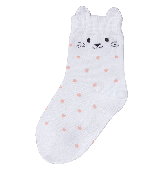 LUPILU® Kleinkinder Mädchen Socken, Variante Gemustert/weiß/rosa/grau mit Gesicht