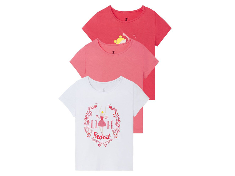 Gehe zu Vollbildansicht: LUPILU® Kleinkinder T-Shirts Mädchen, 3 Stück, mit Print - Bild 2