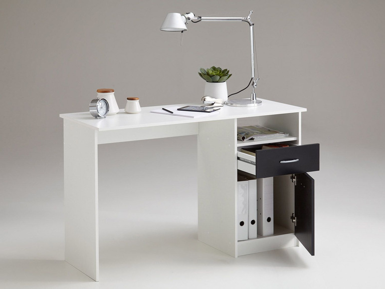 FMD Schreibtisch mit Tür, Schubkasten, offenes Ablagefach, Spanplatte