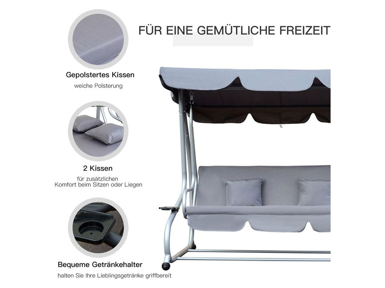 Outsunny Gartenschaukel mit Dach, weiche Polsterung - Lidl.de