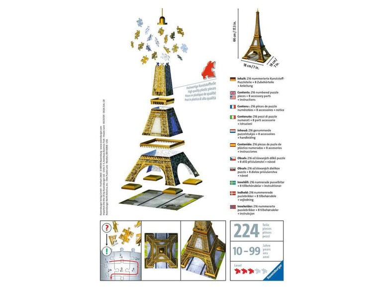 Gehe zu Vollbildansicht: Ravensburger 3D Puzzle Eiffelturm - Bild 2