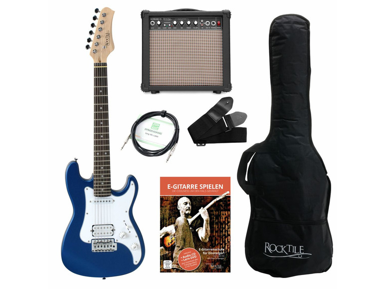 Gehe zu Vollbildansicht: Rocktile Sphere Junior E-Gitarre 3/4 Blau SET inkl. Verstärker, Kabel und Gurt - Bild 1