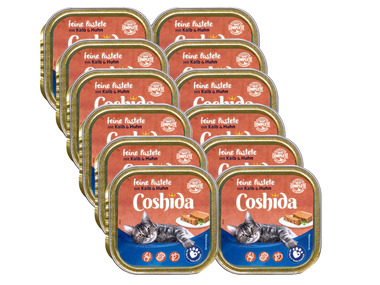 COSHIDA Katzenvollnahrung feine Pastete mit Kalb & Huhn, 12 x 100 g