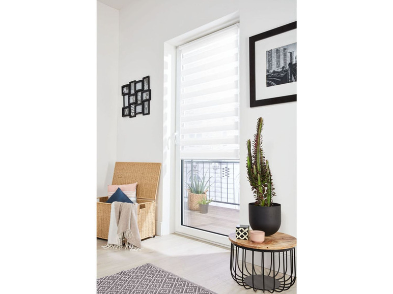 Gehe zu Vollbildansicht: MELINERA® Duo/ Zebra Rollo, für Tür oder bodentiefe Fenster, 80 x 210 cm - Bild 8