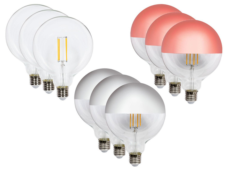 Gehe zu Vollbildansicht: LIVARNO LUX® LED-Leuchtmittel Filament Birne, 3er Set, E27 Fassung - Bild 1