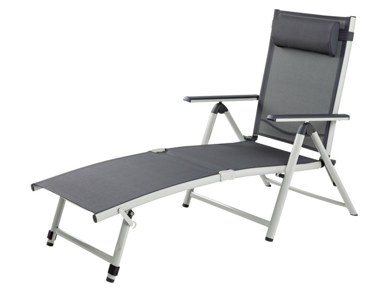 Go to full screen view: FLORABEST® deck chair Houston aluminum, with armrests, silver/grey - Image 1
