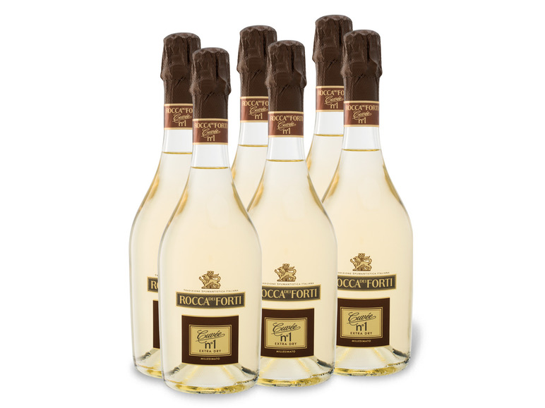 Gehe zu Vollbildansicht: 6 x 0,75-l-Flasche Weinpaket Rocca dei Forti Cuvée N° 1 Millesimato extra dry, Schaumwein - Bild 1