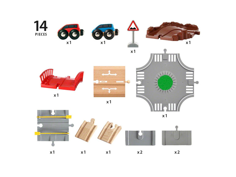 Gehe zu Vollbildansicht: BRIO 33819 »Auto-Spielset Stadt und Land«, 14-teilig, mit 2 Spielzeugrennwagen, ab 3 Jahren - Bild 4