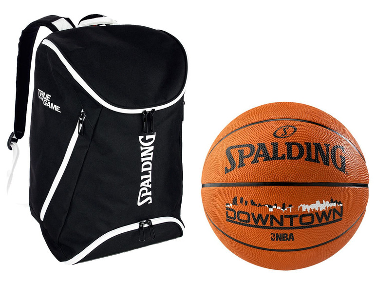 Gehe zu Vollbildansicht: Spalding Rucksack inkl. Basketball NBA Downtown Outdoor orange, Größe 5 - Bild 1