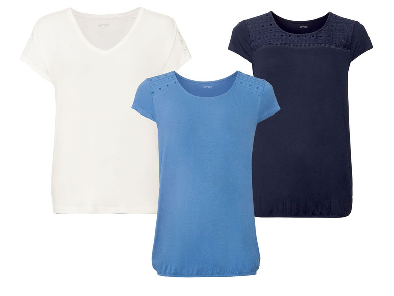 Gehe zu Vollbildansicht: ESMARA® T-Shirt Damen, mit Lochspitze, aus Viskose und Elasthan - Bild 1