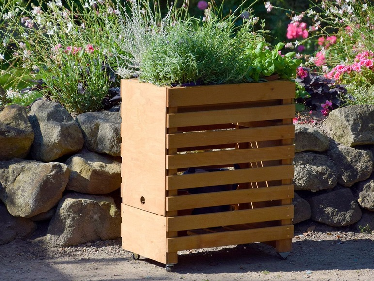 dobar Hochbeet auf Rädern, inklusive Pflanzfolie, aus Kiefernholz