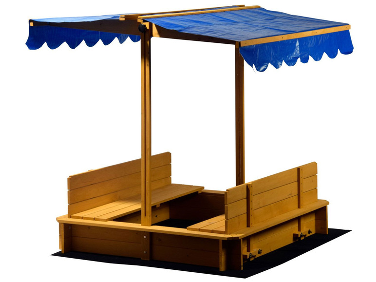 Gehe zu Vollbildansicht: dobar Verschließbarer Sandkasten mit Sitzbänken und verstellbarem Dach - Bild 3