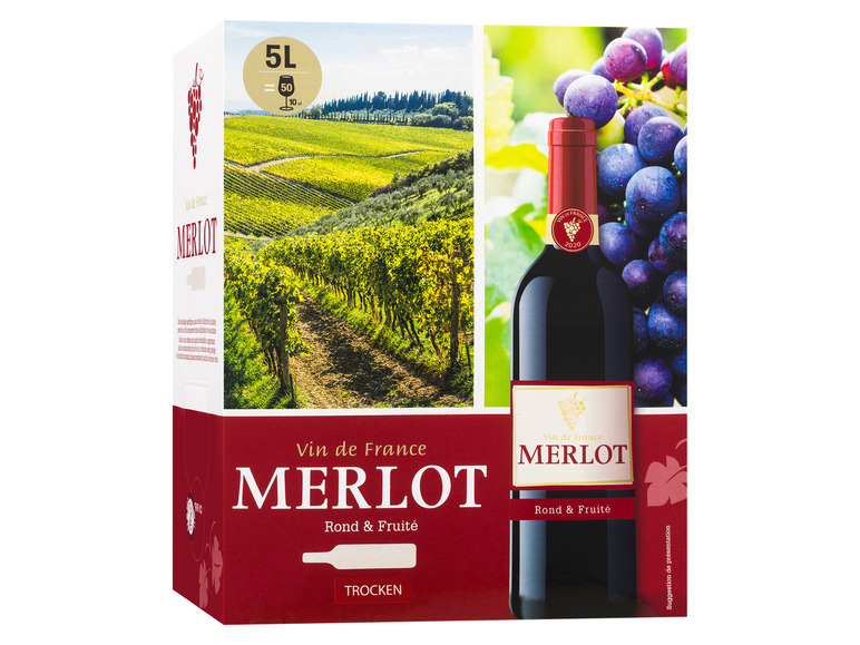 Gehe zu Vollbildansicht: Merlot Vin de France trocken Bag-in-Box, Rotwein 2020 - Bild 1